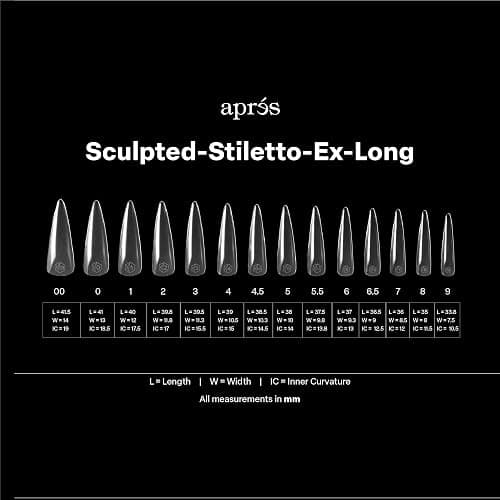 Apres Gel-X® Stiletto Box of Nail Tips | 280 Gel-X Tips, Soft Tips, 14 Sizes 00-9 | Half-sizes Included (Sculpted Stiletto Extra Long, 280 Count) thumbnail 5