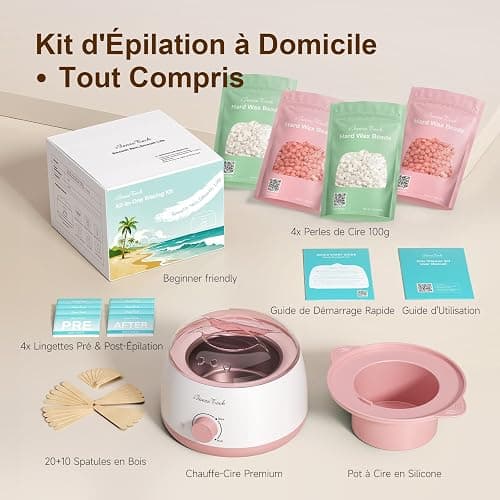 iFanzeTech Chauffe Cire Epilation Appareil Chauffe-cire: Kit Cire Épilation avec 400g Perles de Cire et bol silicone, Chauffe 10 mins, Pour Maillot, Visage, Corps, Pour les Débutants(Rose) thumbnail 7
