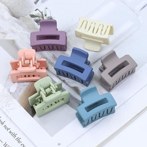 Dizila 100 Pieces 2.5cm/0.1" Candy Color Small Non-slip Rectangle Plastic Hair Claws Clips Mini Hair Clamps Barrettes Hair Accessories for Women Girls Teens Kids thumbnail 7