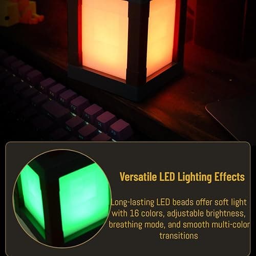 Pixelated Lantern LED Night Light, 16-Color Led Wall Mood Night Light with Remote Control, Rechargeable Table/Wall Night Lamp, for Bedroom & Home Decoration (with Chain) thumbnail 4
