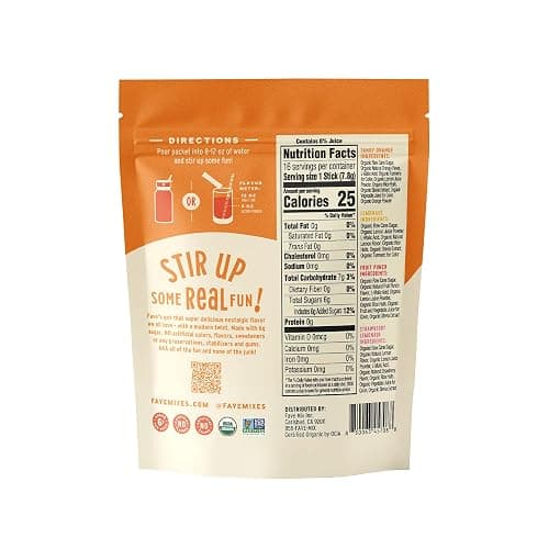 FAVE Variety Pack USDA Organic Drink Mix, 16 Stick Pouch | Lemonade, Strawberry Lemonade, Fruit Punch and Tangy Orange. Four flavors, 16 sticks. thumbnail 2