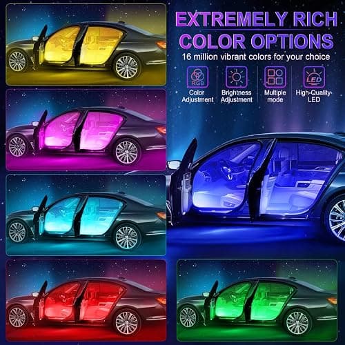 LivTee Accent Interior Car Lights, Smart Car Interior Lights with App Control, RGB LED Lights with Music Mode and DIY Mode, 2 Lines Design LED Lights for Cars with Charger, Car Accessories for Women thumbnail 2