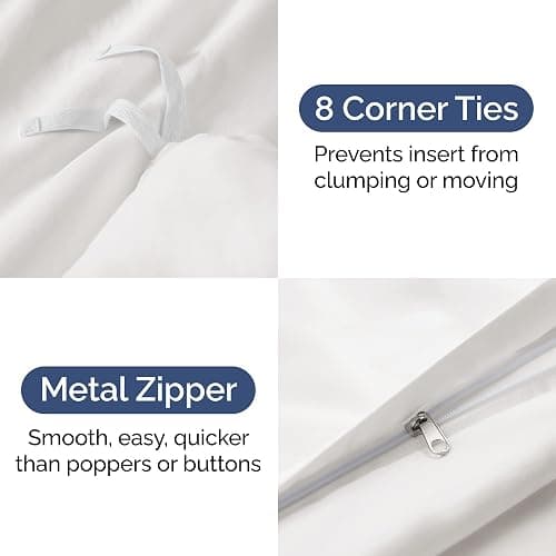 Duvet Cover Queen Size Set - Extra Soft Queen Size Duvet Cover 90 x 90 with 2 Pillow Shams - Hotel Luxury Easy Care & Fade Free w/Zipper Closures & Ties - Comfy Breathable Bedding Set (Antique White) thumbnail 4