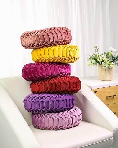 HLOVME Throw Pillow for Couch Decorative 3D Pumpkin Round Velvet Cushion for Sofa Bed Chair Floor 15"X15", Light Purple thumbnail 4