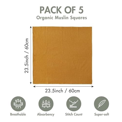 Muslin Receiving Blankets, Neutral Blanket Swaddling for Newborn Boys and Girls, 5 Pack Breathable and Skin-Friendly Swaddle Wrap for Infant Baby (Fresh Colors) thumbnail 3