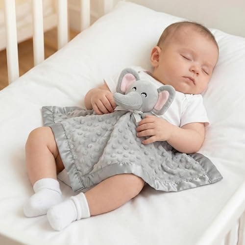 Pro Goleem Elephant Security Blanket, Soft Lovey Unisex Lovie Baby Gifts for Boys and Girls Snuggle Toy Stuffed Animal Newborn Essentials and Items Grey 16 Inch thumbnail 6