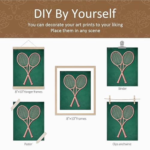 VONTP Tennis Wall Art Decor, 8x10 Inch Set of 4 (Unframed) | Tennis Sports Girly Modern Pastel Aesthetic Prints Posters Wall Decorations for Sports Girls Room Dorm Bedroom Club Gallery thumbnail 6