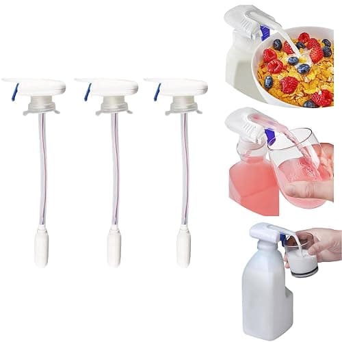 Automatic Drink Dispenser - Milk Dispenser for Fridge Gallon fits Milk Gallon Glass Milk Bottle - Hands-Free Gallon Dispenser for Juice, Beverage- 3 Pack, White - Image 1