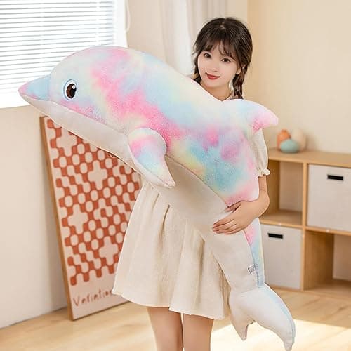 LVPU Dolphin Stuffed Animals Plush Pillows Soft Sea Animal Plush Dolls Stuffed Animal Plushies (Pinkish Yellow-39 Inches) thumbnail 2