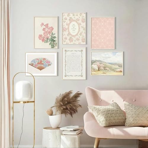 Vintage Christian Nursery Wall Art Decor Set of 6 Bible Verse Canvas Wall Decor Girl Floral Wall Art Aesthetic Scripture Pictures Jesus Religious Posters Pink Flower Prints Vintage Artwork for Classroom Bedroom Room Home Decor 8x10 Unframed thumbnail 3