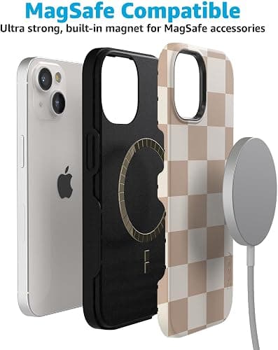 Casely iPhone 15 Case | Fit Check | Neutral Checkerboard Checkered | Compatible with MagSafe | Bold Protective Design thumbnail 5