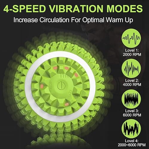 Uppye Vibrating Ball Massager, Vibration Massage Ball for Physical Therapy, Mobility Ball for Workout Recovery, Deep Tissue Massager for Pain Relief and Trigger Point Treatment (Green) thumbnail 2
