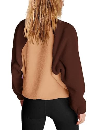 Nirovien Womens Fleece Pullover Long Sleeve Sherpa Jacket Button Down Fuzzy Sweatshirt Warm Outwear with Pockets thumbnail 2