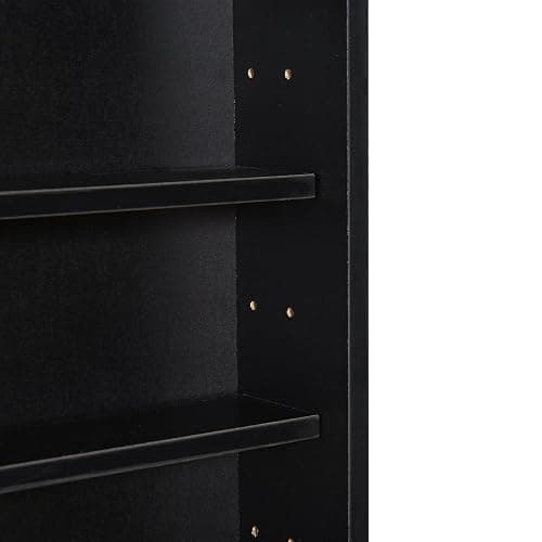 HOMCOM 5-Tier Wall Mounted Display Cabinet Glass Doors 60x80cm Black | Display Case with 4 Adjustable Shelves, Glass Doors, for Home Office Ornaments thumbnail 7