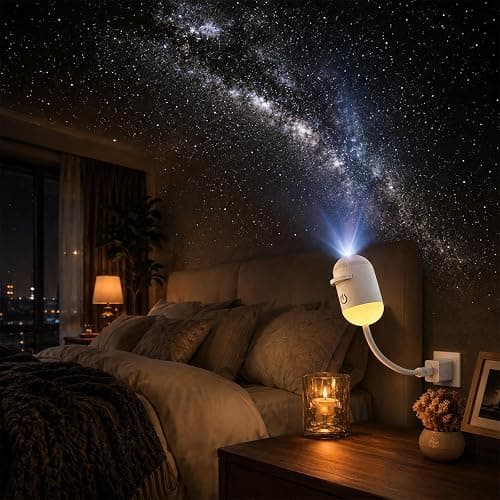 Galaxy Starry Sky Night Light Projector, 2-in-1 Portable with 12 Projection Films, 360° Adjustable Brightness Control Eye‑Caring LED Night Light for Kids Adults Bedroom Home Ceiling Car Decor Gift thumbnail 7