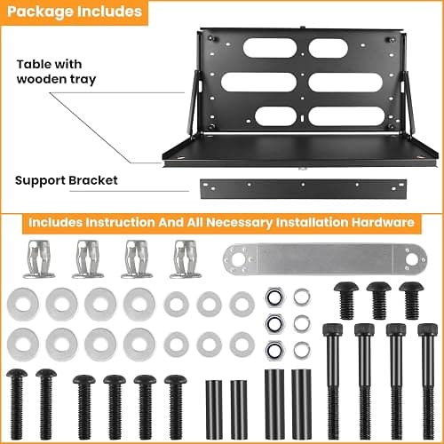 E-cowlboy Drop Down Tailgate Table for 2007-2024 Jeep Wrangler JK JKU JL JLU Unlimited Sports Freedom Sahara Rubicon Rear Door Foldable Table Cargo Shelf Storage Cargo Luggage Holder Carrier thumbnail 6