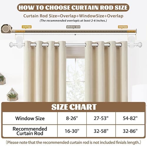 KAMANINA Curtain Rods No Drilling for Windows 32 to 58 Inches, 5/8 Inch No Drill Renter Friendly Curtain Rod with 3M Adhesive Brackets, Ivory White thumbnail 7