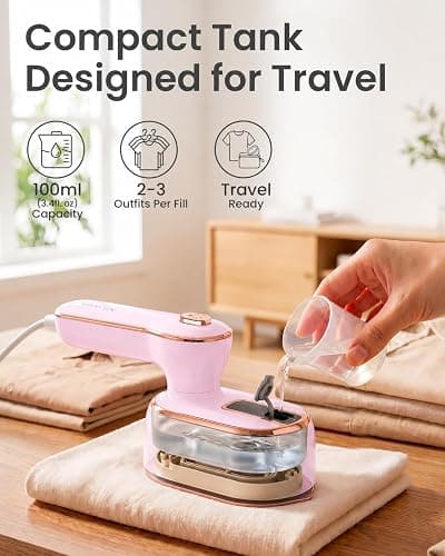 Steamer for Clothes, Handheld Portable Iron Steamer, 2-in-1 Dry & Steam, 180° Rotatable Handle, 20s Fast Heat-Up, 970W Travel Steamer for Home & Travel, 120V Only thumbnail 5