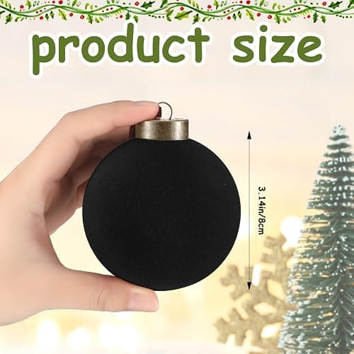 Liliful 15 Pcs Velvet Christmas Balls Bulk Flocked Christmas Tree Ball Ornaments Plastic Xmas Decorative Hanging Ornaments(Black,3.15 Inch) thumbnail 2