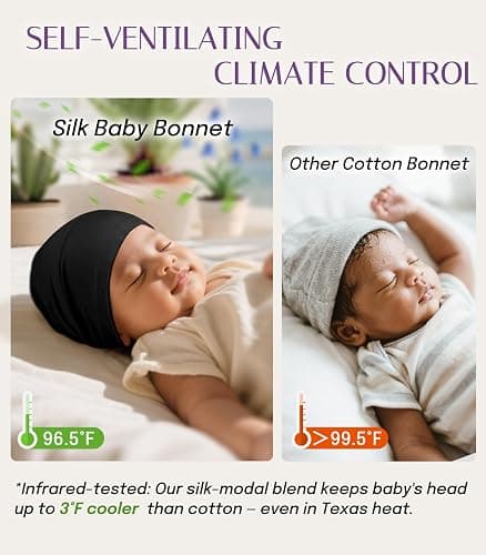 OLESILK Silk Baby Bonnet for 0-6 Months - 100% Mulberry Silk Toddler Hair Bonnet, Adjustable Night Cap for Sleeping thumbnail 4