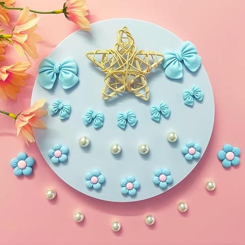 Resin Pink Bow Shoe Charms for Girls, 24Pcs Cute Flower Accessories for Clog Sandals, Pearl Decoration for Women, DIY Party Favor thumbnail 3