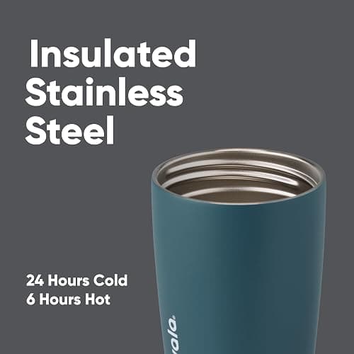 Owala SmoothSip Slider Insulated Stainless Steel Coffee Tumbler, Reusable Iced Coffee Cup, Hot Coffee Travel Mug, BPA Free 12 oz, Grey/Blue (High Dive) thumbnail 4