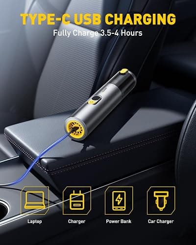 AUXITO Car Vacuum Cleaner - Portable Handheld Vacuum Cleaner 14000Pa Suction Power, Blow & Suction 2 in 1 Mini Vacuum Cleaner Hand Held Vacuum for Car, Home, Pet, Office, Gifts for Men (Silver) thumbnail 6