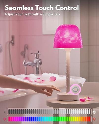 Funlenry Shower Lamp - Waterproof Bathroom Lamp with 16 Color Ocean Wave Projector, Rechargeable Shower Light with Touch & Remote Control, Cordless Light for Inside Shower/Bathtub thumbnail 5