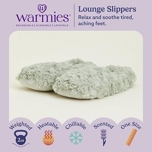 warmies Microwaveable House Slippers for Women - Plush, Soft & Fuzzy Indoor Slippers with Backs & Non-Slip Memory Foam Soles - Cozy Warm Ladies Slipper thumbnail 2