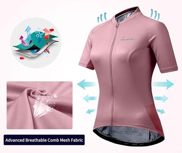 Santic Women's Cycling Jersey Short Sleeve Biking Shirt Full Zip Tops with 3 Pockets Breathable Quick Dry thumbnail 5
