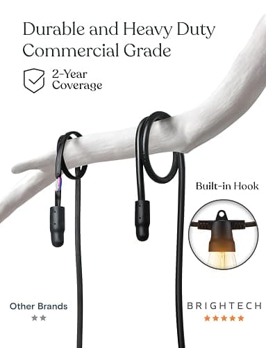 Brightech 48 (42+6) FT Ambience Pro Outdoor Solar String Lights - Bright Remote Control Color Adjustable Solar Light - Commercial Grade, 15 Waterproof LED Bulbs for Patios, Camping, Yard, Outside thumbnail 4