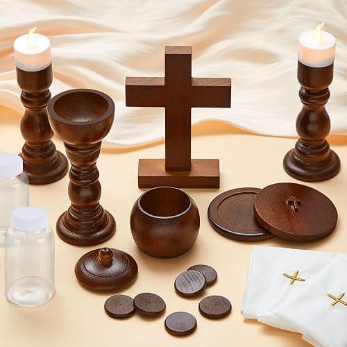 Sliner Catholic Gifts for Kids Mass Kit Wooden Mass Play Set My First Communion Gift Catholic Toys Set Baby Holy Baptism Gifts for Christmas Priest Churches Birthday Easter Party Decor(Natural Color) thumbnail 2