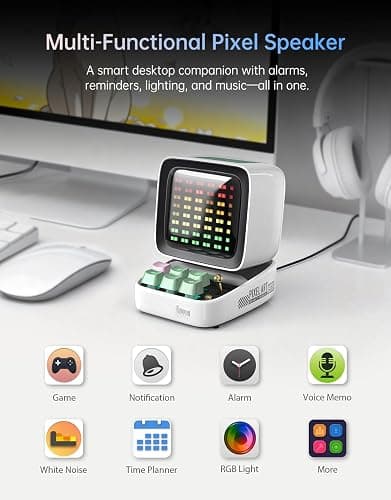 Divoom Ditoo Pro Retro Pixel Art Game Bluetooth Speaker with 16X16 LED App Controlled Front Screen (White) thumbnail 8