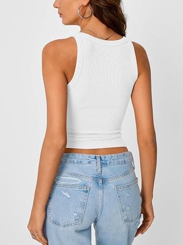Trendy Queen Womens Tank Tops Crop Camisole Summer Fashion Sleeveless Ribbed Workout Basic Going Out Gym Spring Clothes 2025 thumbnail 4