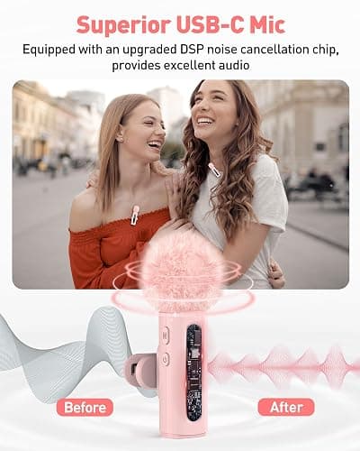USB C Lavalier Microphone Wireless Mini Mic for Type-C Android Phone/Tablet/PC Video Recording Clip-on Mics with Rotatable Clip&Denoise Recording, Ideal for Vlog Tiktok Youtube Content Creator, Pink thumbnail 3