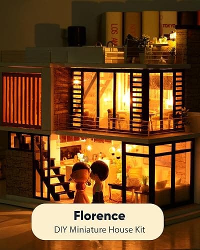 DIY Miniature House Kit, Mini House Kit for Beginners, Mayberry Street Miniatures, Model Building Craft Diorama Kit, Ideal Gifts for Birthday, Christmas(Florence) - Florence thumbnail 7