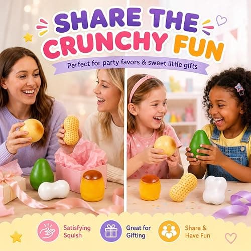 5 Pack Crunchy Squishy Asmr Bead Filled, Crunchy Squeeze Stress Ball Potato Peanut Pudding Mango Soap Crunchy Squishy Realistic Non Rebound Moldable Party Favor Gifts for Adults (5pcs-B) thumbnail 5