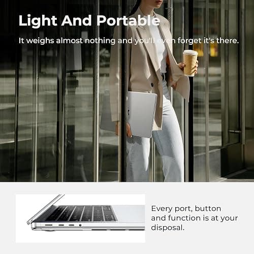 EooCoo Case compatible for Macbook Pro 14 inch M5 A3434 2025 M4 A3112 A3185 A3401 M3 A2918 A2992 M2 A2779 M1 A2442 Pro/Max, 2021-2024, Transparent Laptop Case Plastic Hard Shell Cover, Crystal Clear thumbnail 4