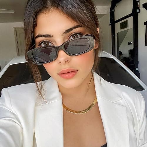 ANDWOOD Rectangle Sunglasses for Women Square Frames Trendy Retro Vintage 90s UV Protection Sun Glasses Small Face thumbnail 5