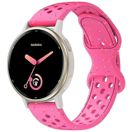 Laband 20mm Colorful Sport Silicone Watch Band Compatible With Garmin Vivoactive 6/Vivoactive 5/3/Forerunner 570 42mm/165/55/245/645/Venu Sq 2/Venu, Recycled Plastic Soft Strap Replacement for Women - Image 1