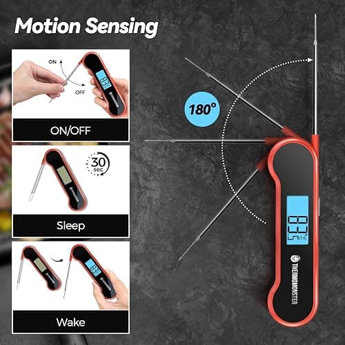 0.5 Sec Instant Read Meat Thermometer Digital with ±0.5℉ Precision, Food Thermometer for Cooking Kitchen Gadgets, Oven Grill Candy BBQ Essentials Accessories, Gifts for Him Dad Men Birthday, Red thumbnail 5