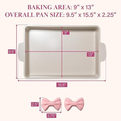Paris Hilton Deluxe Roasting Pan Set, Heavy Duty Nonstick Bakeware with Silicone Handle Grips, 13"x9", Pink thumbnail 3