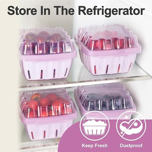 CUISITOOL Berry Basket, 3-in-1 Berry Keeper Box, 1 Quart Vented Plastic Berry Containers for Fridge, Fruit Colander for Strawberry Blueberry Raspberry, Reusable for Farmer Market Grocery thumbnail 6