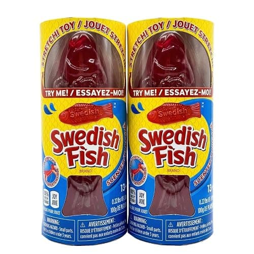 Swedish Fish Scented Squishy Toy (2-Pack Bundle) – Officially Licensed Red Fish Stretchy Sensory Fidget Toy, Sweet Scented Stress Relief & Tactile Play, 0.22 lbs Each - Image 1