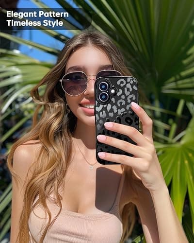 SCORPIFY for iPhone 16 Case [Compatible with MagSafe] with Matte Black Leopard Cheetah Print Design, Cute Magnetic Phone Cover for Women Girls and Men, Slim Bumper with Stylish Pattern thumbnail 6