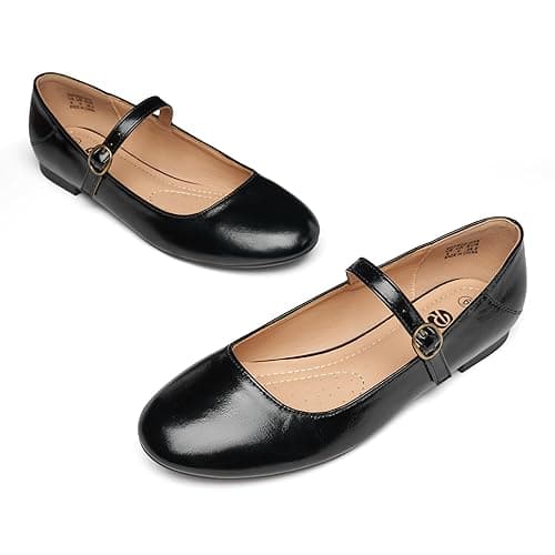 Rekayla Mary Jane Flats for Women Leather Ballet Flats Shoes Round Toe Comfy Dressy Casual Work Flats with Ankle Strap thumbnail 4