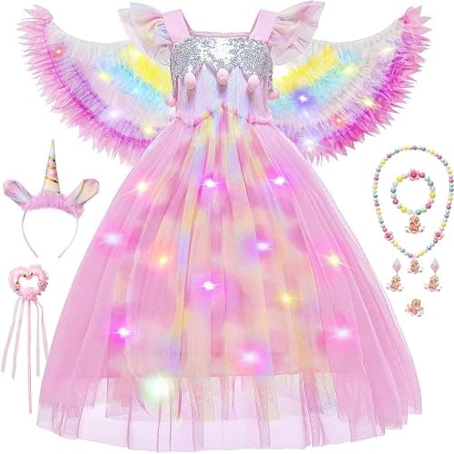Latocos Girls Unicorn Dress Costume Toddler Light Up Princess Dress Up Clothes Unicorn Toys Halloween Birthday Gifts - Image 1