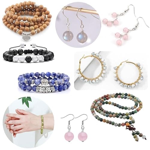 GangGangHao 960pcs Natural Stone Beads Crystals Round Genuine Real Stone Beading Loose DIY Gemstone for Bracelet Jewelry Making(6mm,24 Color) thumbnail 6