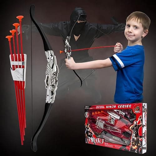 Liberty Imports Ninja Warrior Bow and Arrow Archery Set with Katana Sword, Sai, Melee Toy Weapons for Kids Pretend Role Play Equipment, Cosplay, Costume Accessories thumbnail 7