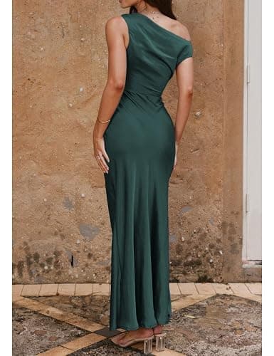 Gmeitoey Women's Summer Elegant Satin Off Shoulder Sleeveless Maxi Dress Formal Cocktail Wedding Guest Long Dresses thumbnail 4